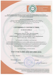 Сертификат соответствия ISO 45001:2018